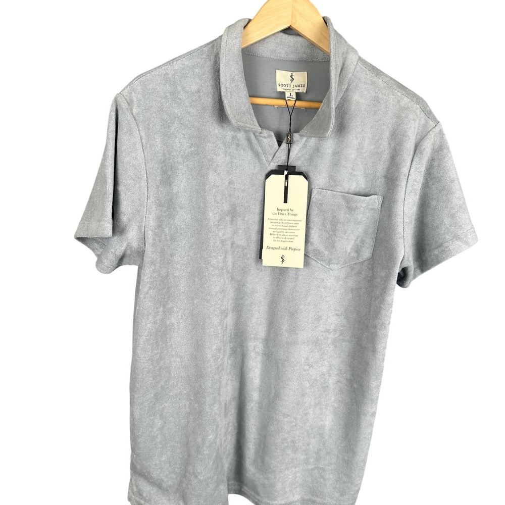 Scott James England Terry Cloth Polo Shirt Green Balsam SJTP10015 Mens Large NEW